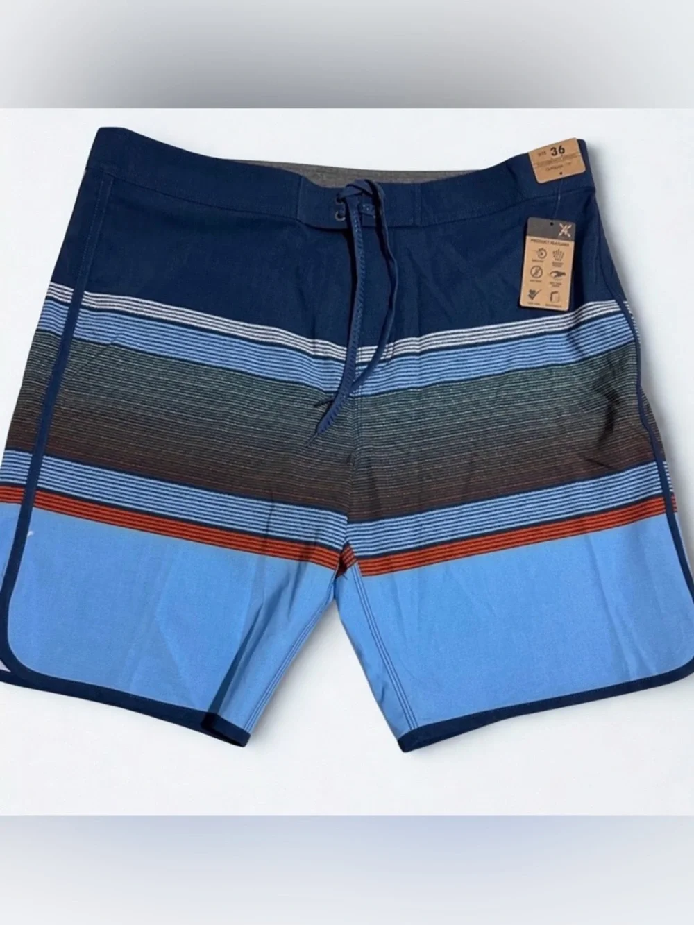 Performance Apparel Multi-Striped Performance Board Shorts Sz 36 19
